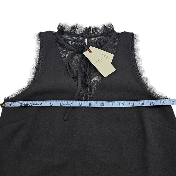 NWT Ted Baker Dress Womens 6 Ted Baker 2 Black Chharis Shift Sleeveless Stretch - Picture 15 of 16